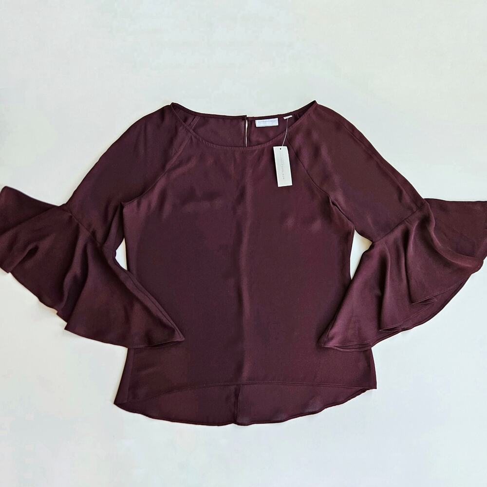 NWT New York & Company Bell Sleeve Plum Blouse XS